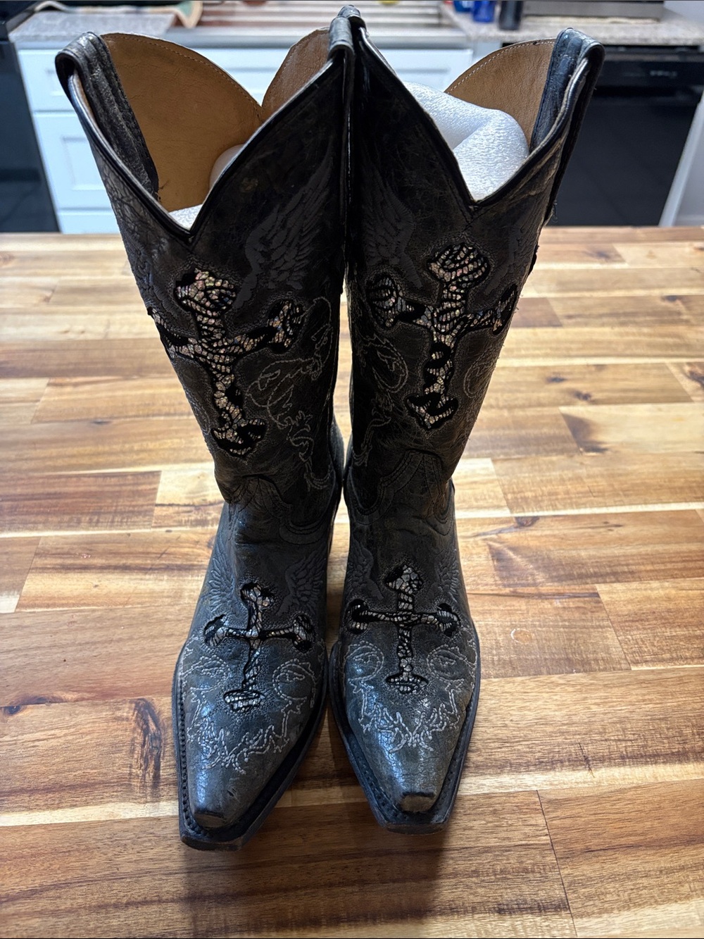 Very Volatile Black Embellished Western Heeled Boots